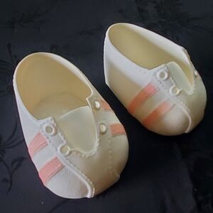Cabbage Patch Kids Tennis Shoes Pink Stripe Vintage 1980s CPK Missing Laces